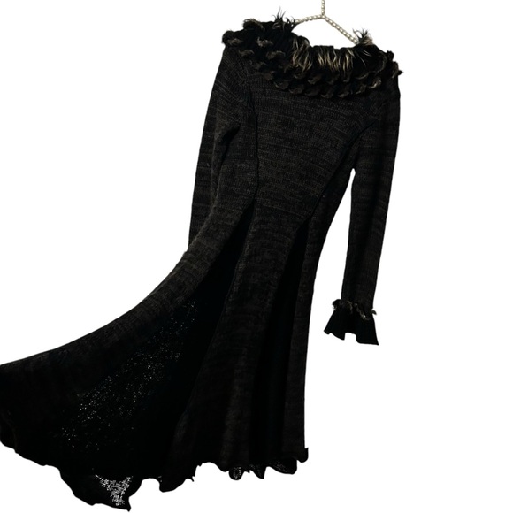 SOLD Lapis Y2K Faux Fur Knit Style Long Cardigan - Picture 3 of 8